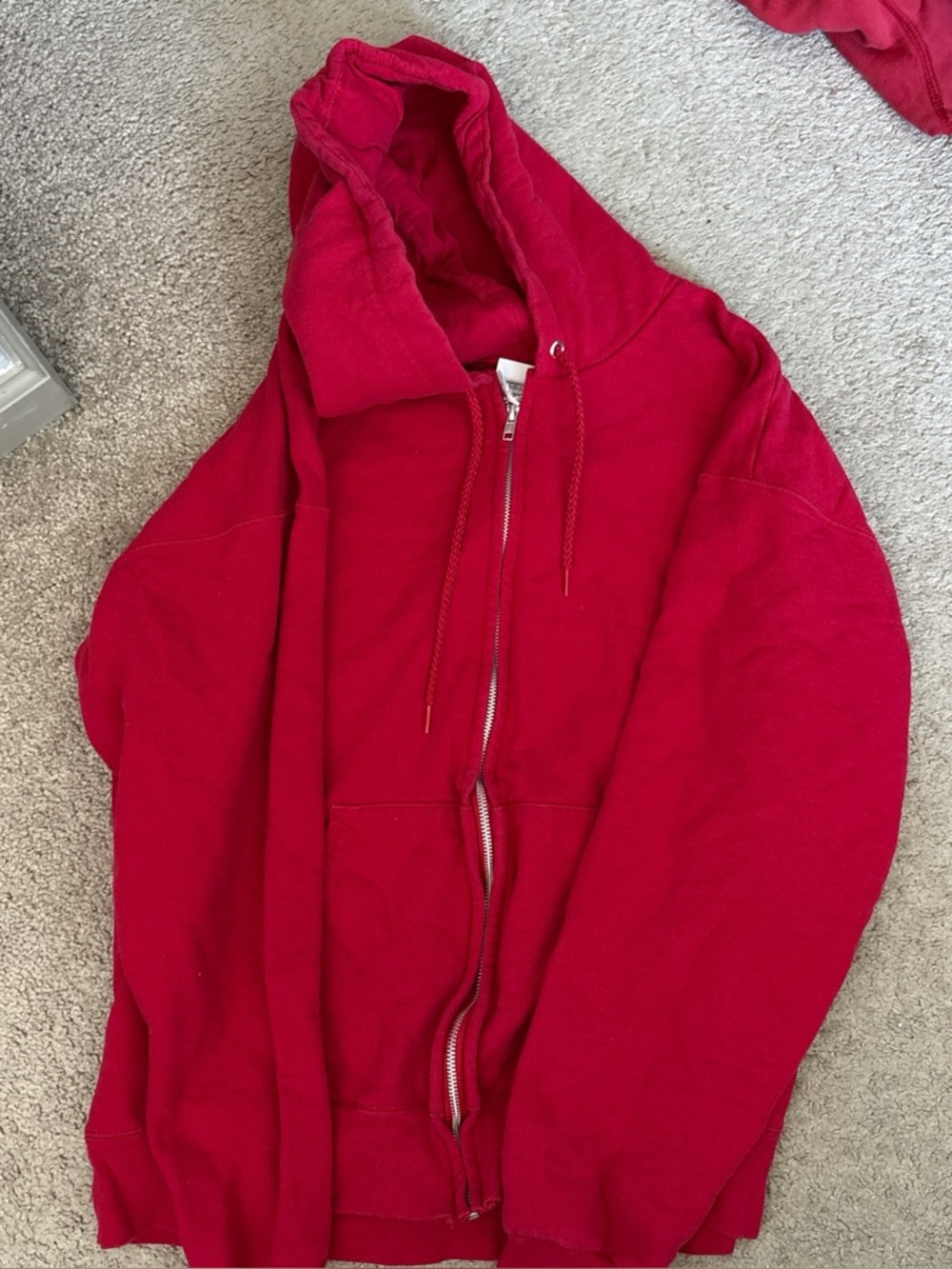 Red Full-Zip Hooded Sweatshirt